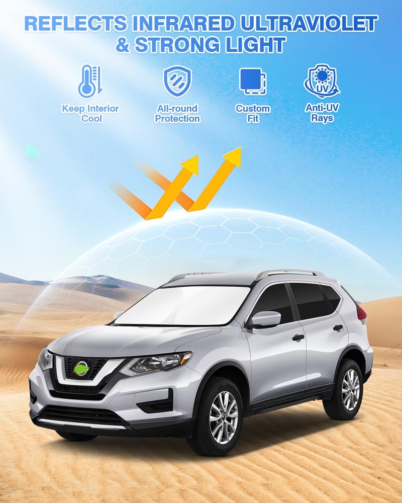 Canvcle Sunshades for 2014-2020 Nissan Rogue (Not for Rogue Sport) Accessories Windshield Sun Shade Side Rear Window Shade Cover Sun Visor Shield Privacy Protection Keep Vehicle Cool Black 8PCS - Image 2